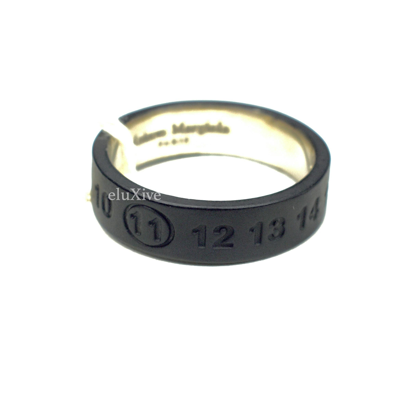 Pre-owned Maison Margiela .925 Silver Pvd Coated Numbers Logo Ring In Black