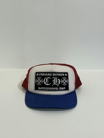 Pre-owned Chrome Hearts Ch Hollywood Trucker Hat Red/white/blue