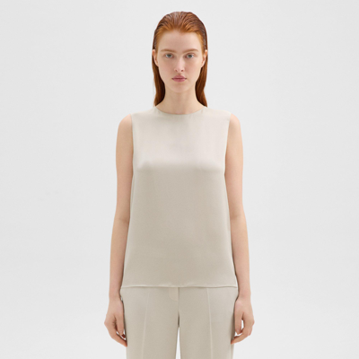 Theory Shell Top In Silk Georgette In Pumice