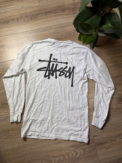 Pre-owned Stussy Vintage  T-shirt Long Sleeve Big Logo Skateboard Y2k In White