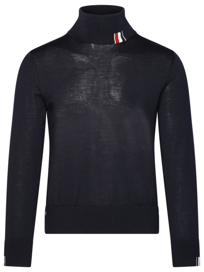 Thom Browne Jersey Striped Relaxed Turtleneck Jumper In Navy