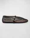 Alaïa Patent Leather-trimmed Mesh Ballet Flats In Noir