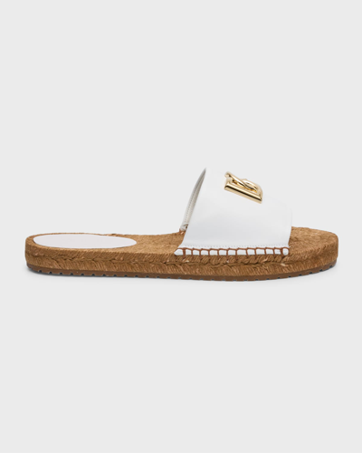 Dolce & Gabbana Women's Slip On Espadrille Slide Sandals In White