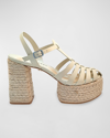 Dee Ocleppo Tulum 115mm Leather Espadrilles In Pearl Leather