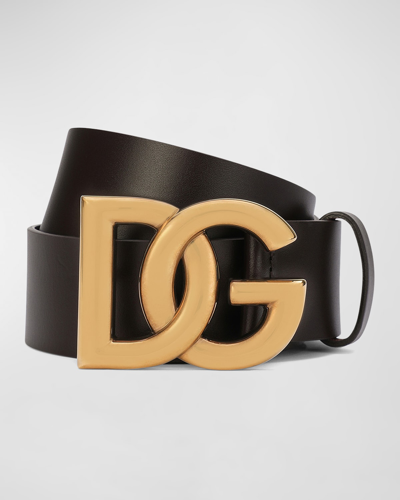 Dolce & Gabbana Dg Logo Buckle Belt In Dark Brown