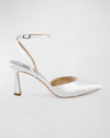 Badgley Mischka Lyric Velvet Ankle-strap Pumps In White
