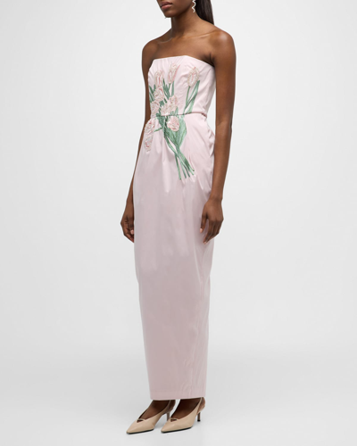 Bernadette Lena Sequin Bouquet Embroidered Strapless Maxi Dress In Embroidered Tulip