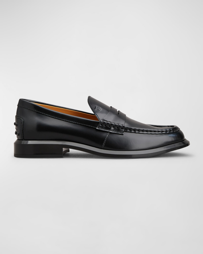 Tod's Leather Classic Penny Loafers In Black