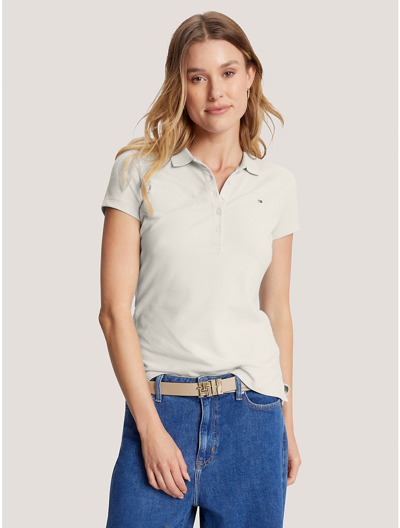 Tommy Hilfiger Slim Fit Stretch Cotton Polo In Feather White