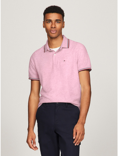 Tommy Hilfiger Regular Fit Tommy Wicking Polo In Pink Heather
