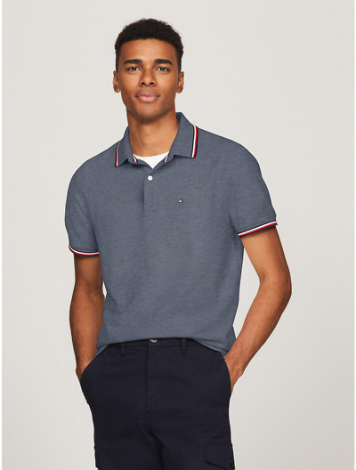 Tommy Hilfiger Regular Fit Tommy Wicking Polo In Medium Blue Heather