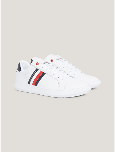 Tommy Hilfiger Stripe Leather Cupsole Sneaker In White