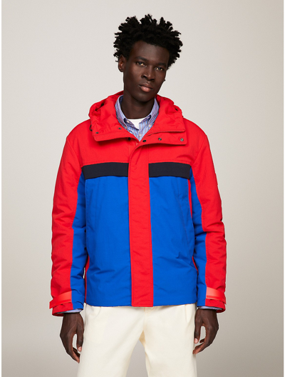 Tommy Hilfiger Portland Hooded Jacket In Fierce Red Colorblock