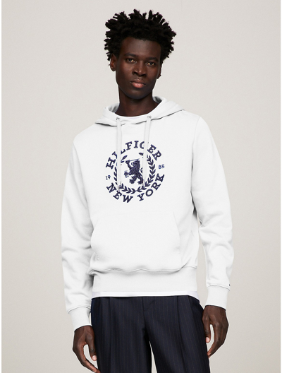 Tommy Hilfiger Embroidered Heritage Logo Hoodie In White
