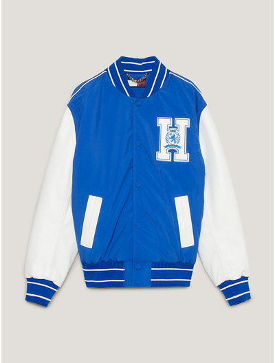 Tommy Hilfiger Crest Logo Varsity Jacket In Ultra Blue