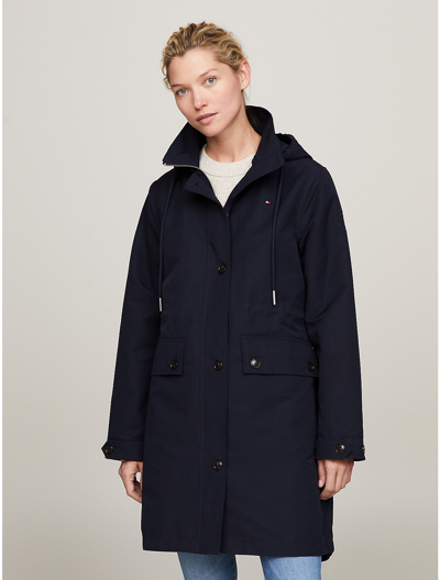 Tommy Hilfiger Solid Hooded Parka In Navy
