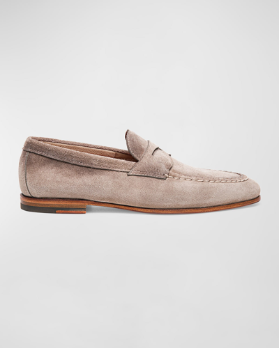 SANTONI MEN'S DOOR SUEDE PENNY LOAFERS