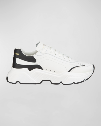 Dolce & Gabbana Men's Day Master Two-tone Chunky Runner Sneakers In White/black