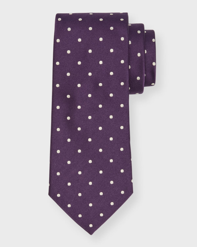 Ralph Lauren Men's Dotted Satin Tie In Dark Purpl