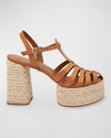 Dee Ocleppo Tulum 120mm Leather Espadrilles In Biscotti