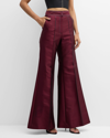 CHRISTOPHER JOHN ROGERS HIGH-WAIST FLARE TROUSERS WITH CONTRAST SEAMS