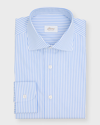 Brioni Men's Cotton Multi-stripe Dress Shirt In White Gree