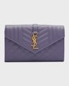 Saint Laurent Ysl Monogram Quilted Envelope Clutch Bag In Nero