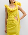 Christopher John Rogers Draped Bustier Top With Paper Bag Detail In Warbler
