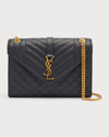 SAINT LAURENT ENVELOPE TRIQUILT MEDIUM YSL SHOULDER BAG IN GRAINED LEATHER