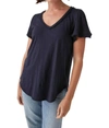 Michael Stars Tate Fabric Mixed Tee In Blue