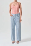 Agolde Elna Corset-seam Bodysuit In Pink