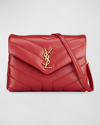 Saint Laurent Loulou Toy Ysl Matelasse Calfskin Envelope Crossbody Bag In Grey Khaki