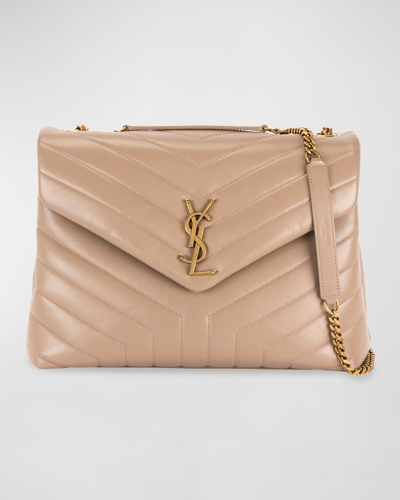 Saint Laurent Loulou Medium Ysl Chain Shoulder Bag In Storm