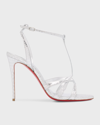 CHRISTIAN LOUBOUTIN TANGUEVA RED SOLE BIRDY METALLIC STILETTO SANDALS