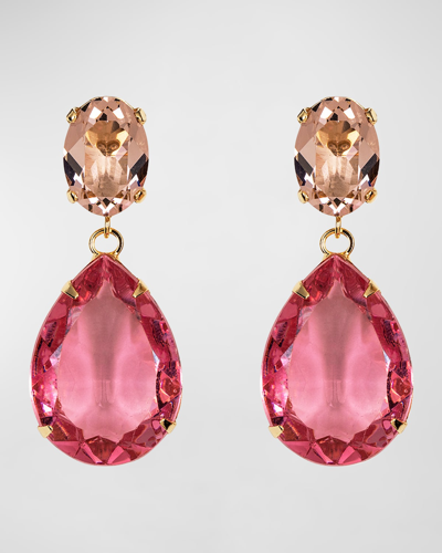 Jennifer Behr 18kt Gold-plated Kyra Crystal Earrings In Pink