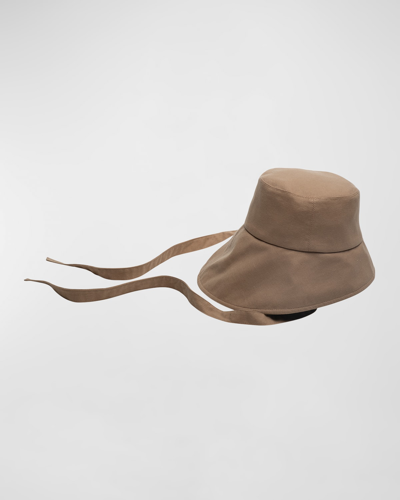 Eugenia Kim Ally Linen Bucket Hat In Camel