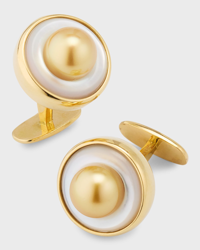 Pearls By Shari 8mm Golden South Sea Pearl Cufflinks