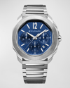BVLGARI 42MM OCTO ROMA CHRONOGRAPH WATCH WITH BLUE DIAL
