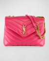 Saint Laurent Loulou Small Ysl Quilted Calfskin Flap Shoulder Bag In Red