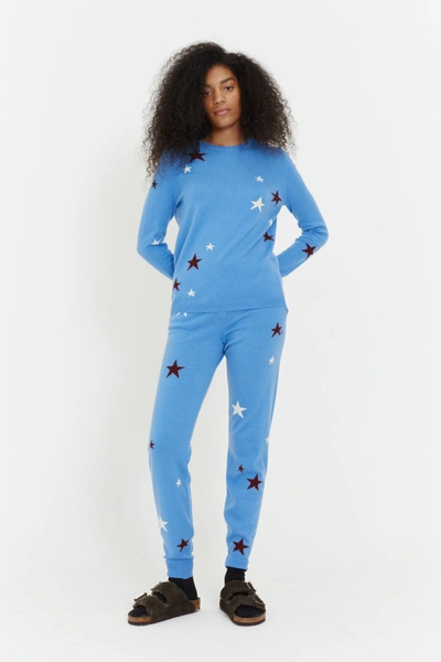 Chinti & Parker Uk Sky-blue Wool-cashmere Star Track Pants