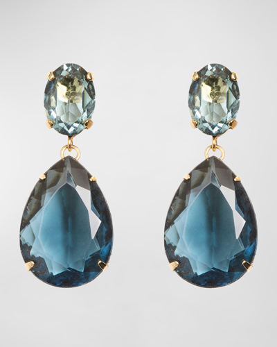 Jennifer Behr 18kt Gold-plated Kyra Crystal Earrings In Dark Blue