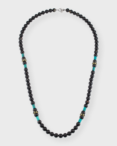 Armenta Men's Black Tourmaline Beaded Necklace With Black Sapphires