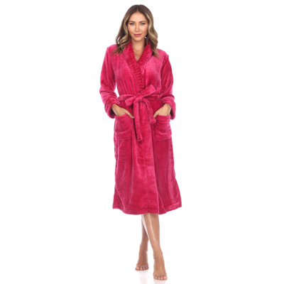 White Mark Plus Size Cozy Lounge Robe In Red