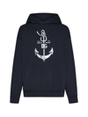 Dolce & Gabbana Printed Washed Cotton Jersey Hoodie In Blu Scurissimo 1