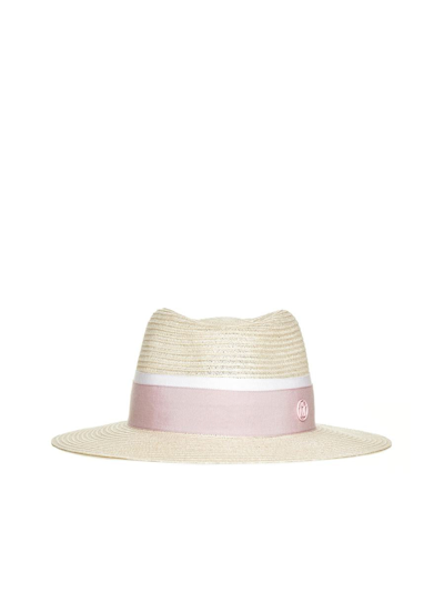 Maison Michel Henrietta Band-embellished Fedora In Neutral