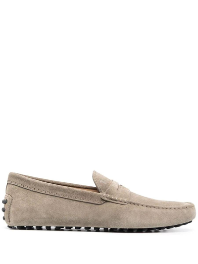 Tod's Rubberized Moccasins Shoes In Nude & Neutrals