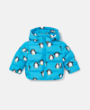 Stella Mccartney Kids Boys Blue Penguin Print Puffer Jacket In Blue