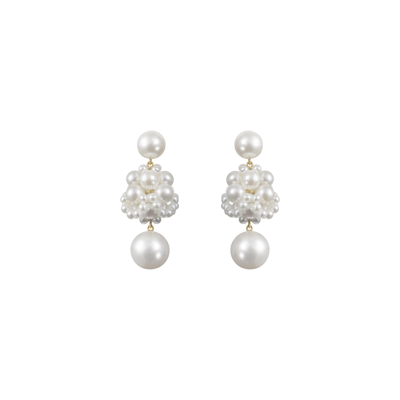 Sophie Bille Brahe Dora Perle Earrings In 14k Yellow Gold,freshwater Pearls