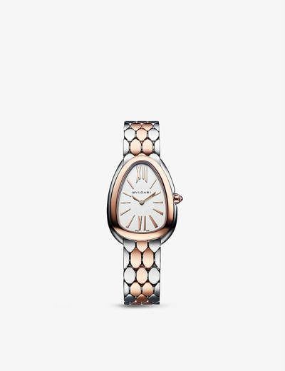 Bvlgari Steel And Gold Serpenti Seduttori 18ct Rose-gold And Stainless-steel Quartz Watch