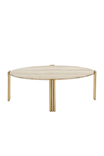 Aytm Tribus Oval Coffee Table In Gold & Travertine
